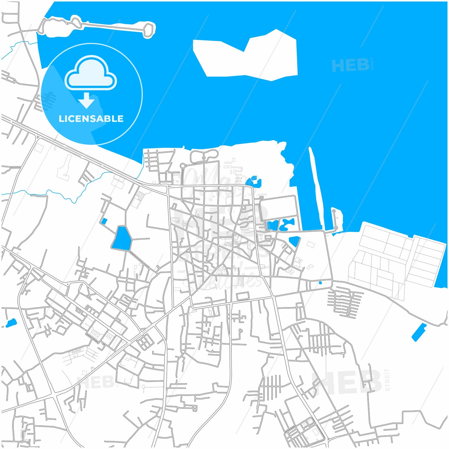 Sakon Nakhon, Sakon Nakhon, Thailand, city map with high quality roads.