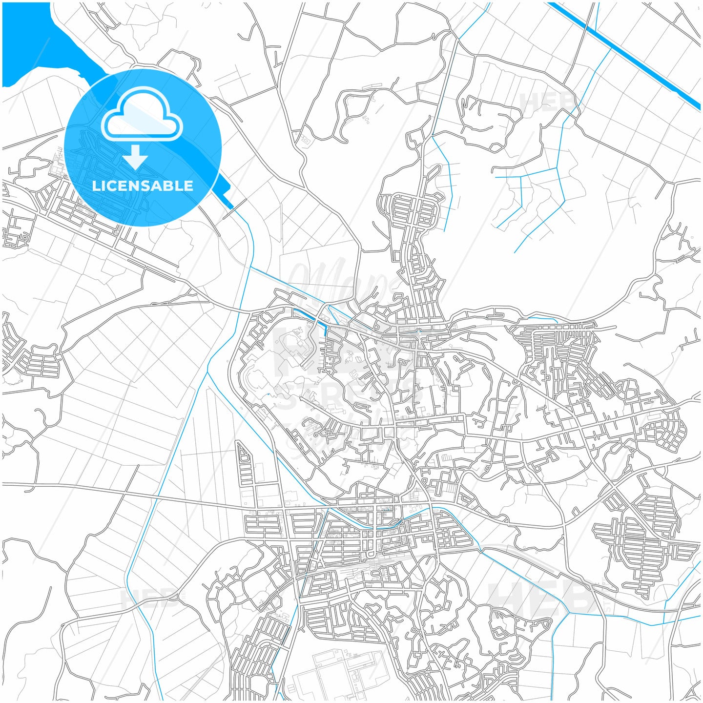 Sakura, Chiba, Japan, city map with high quality roads.