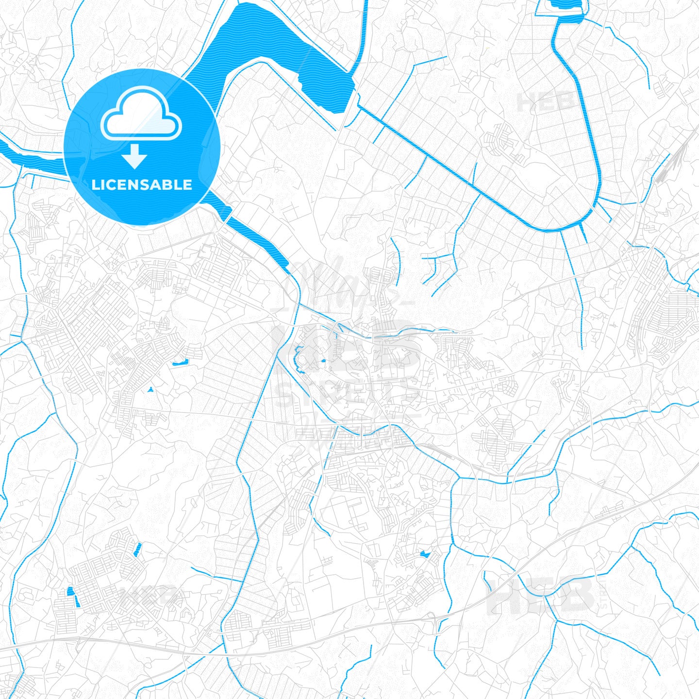Sakura, Japan PDF vector map with water in focus