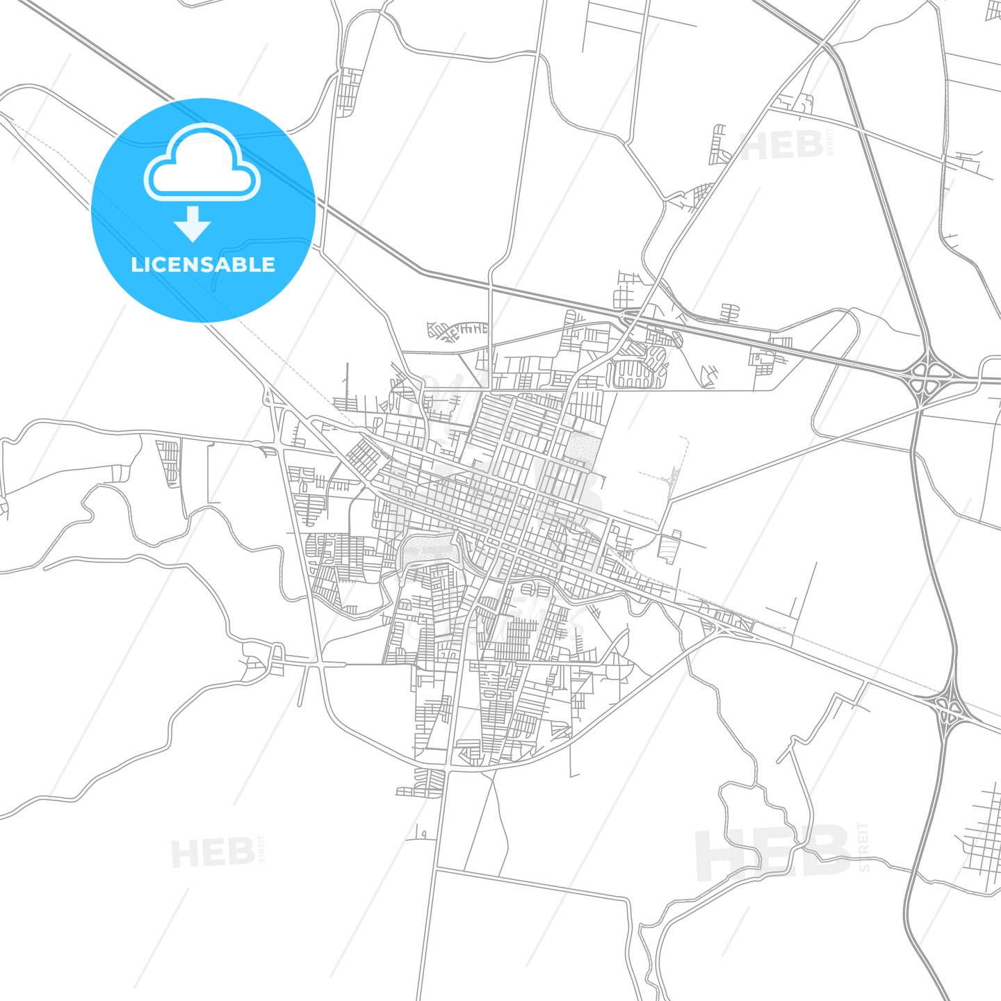 Salamanca, Guanajuato, Mexico, bright outlined vector map