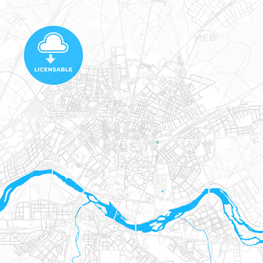 Salamanca, Spain PDF vector map with water in focus