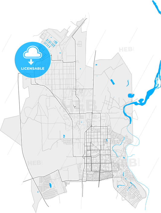 Salavat, Republic of Bashkortostan, Russia, high quality vector map