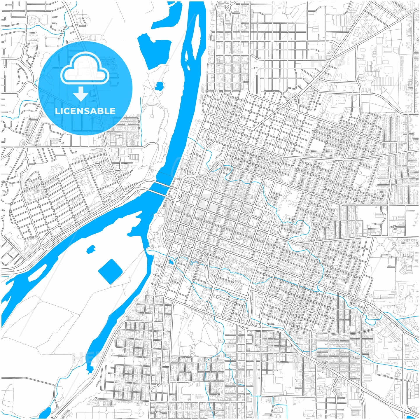 Salem, Oregon, United States, city map with high quality roads.