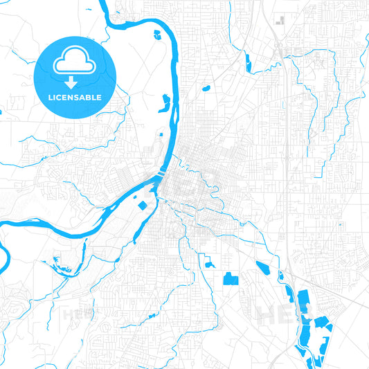 Salem, Oregon, United States, PDF vector map with water in focus