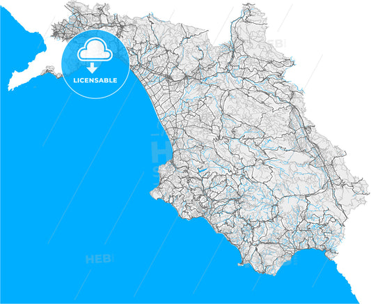 Salerno, Campania, Italy, high quality vector map