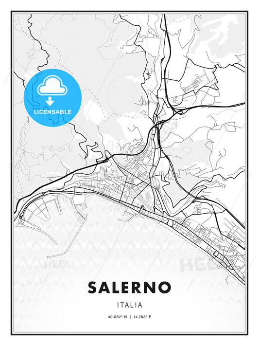 Salerno, Italy, Modern Print Template in Various Formats - HEBSTREITS Sketches