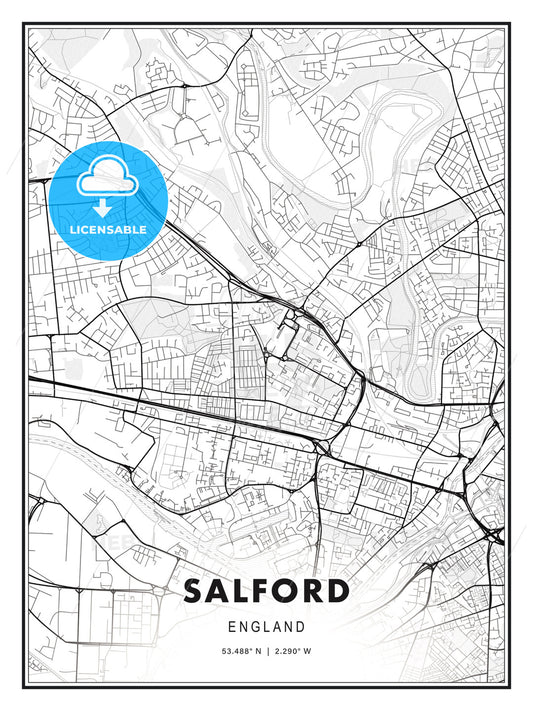Salford, England, Modern Print Template in Various Formats - HEBSTREITS Sketches