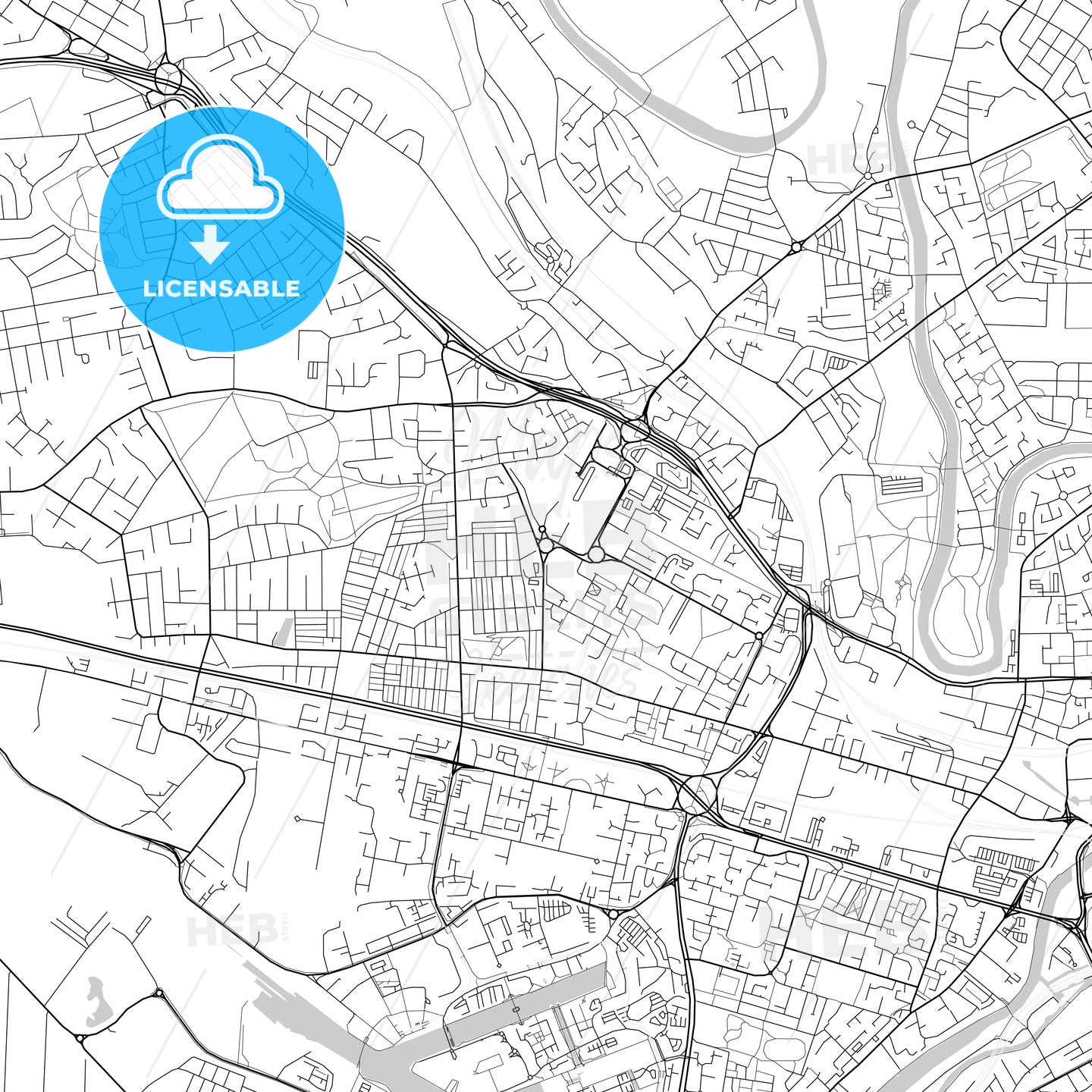 Salford, England, UK, Vector Map - Light