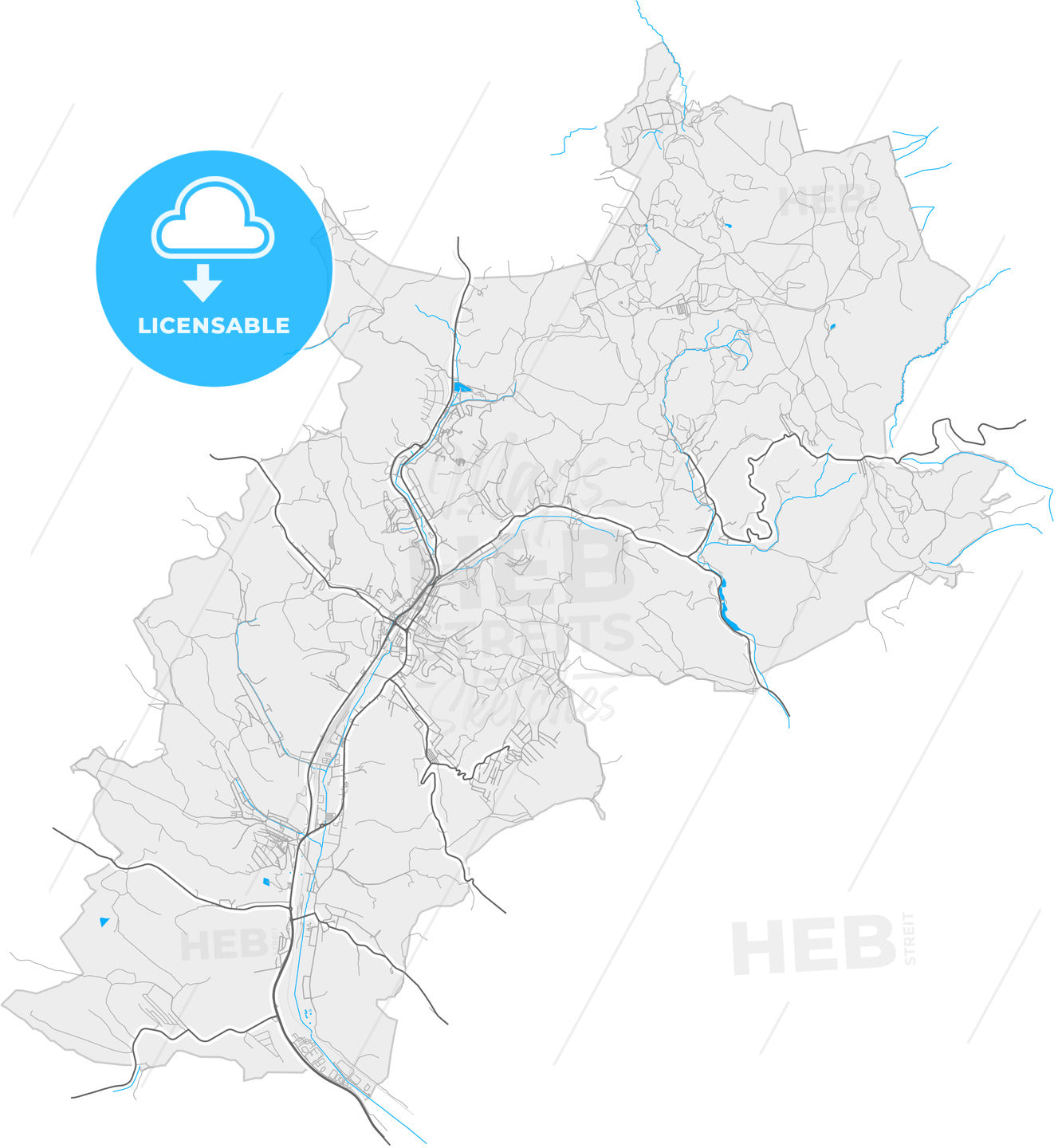 Salgótarján, Nógrád, Hungary, high quality vector map