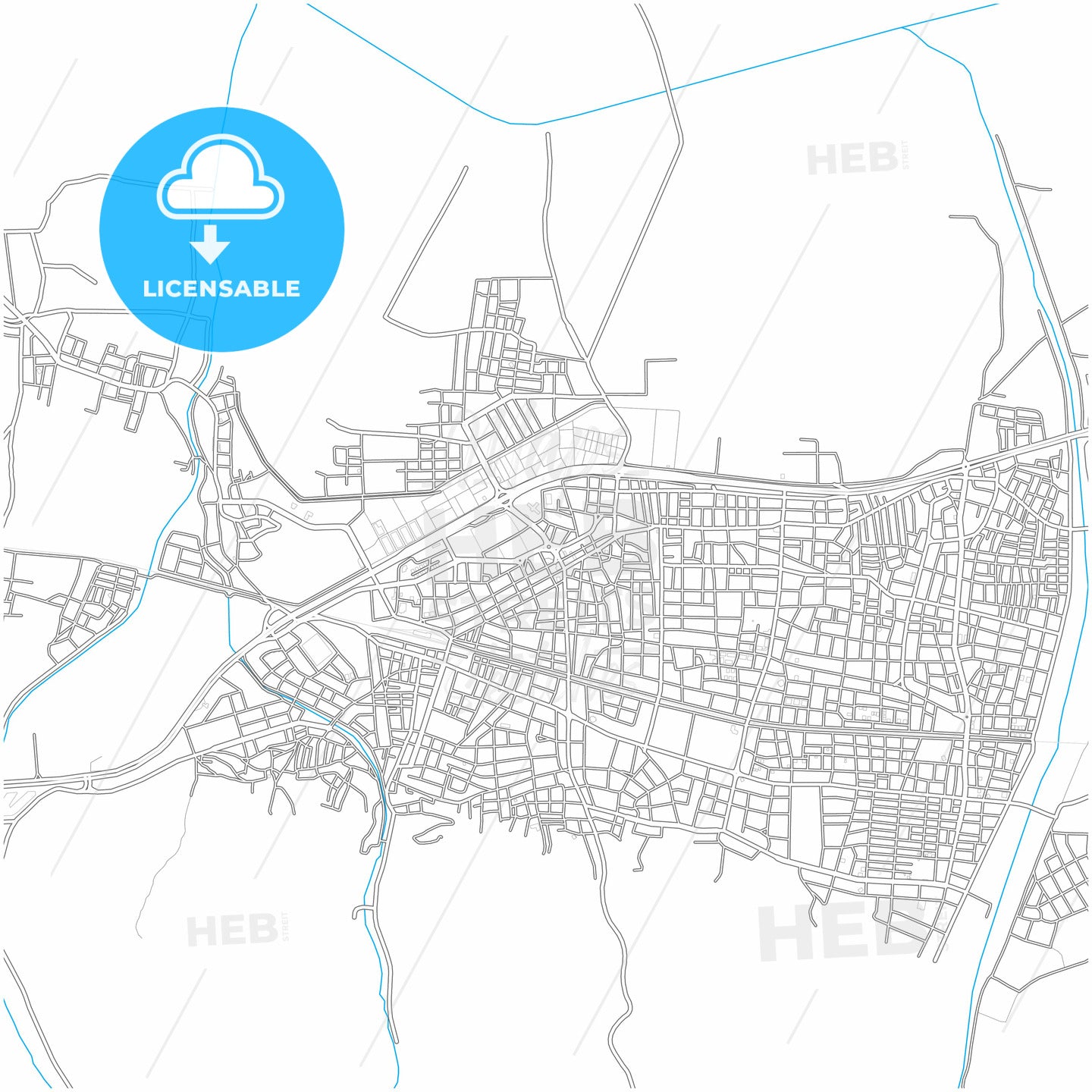 Salihli, Manisa, Turkey, city map with high quality roads.