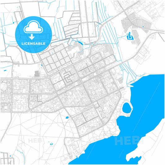 Salihorsk, Rajon, Belarus, city map with high quality roads.