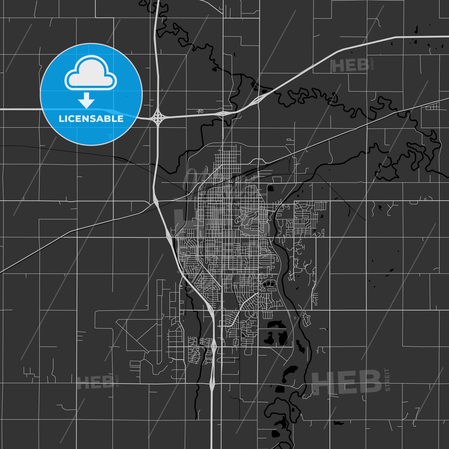 Salina, Kansas - Area Map - Dark