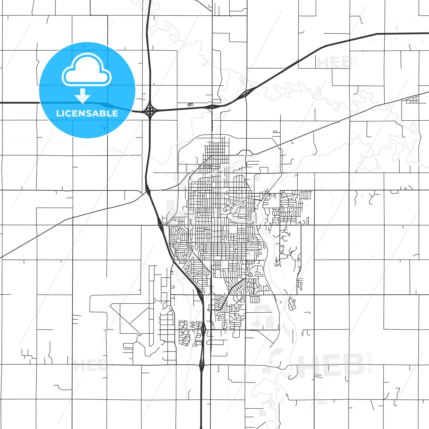 Salina, Kansas - Area Map - Light - HEBSTREITS