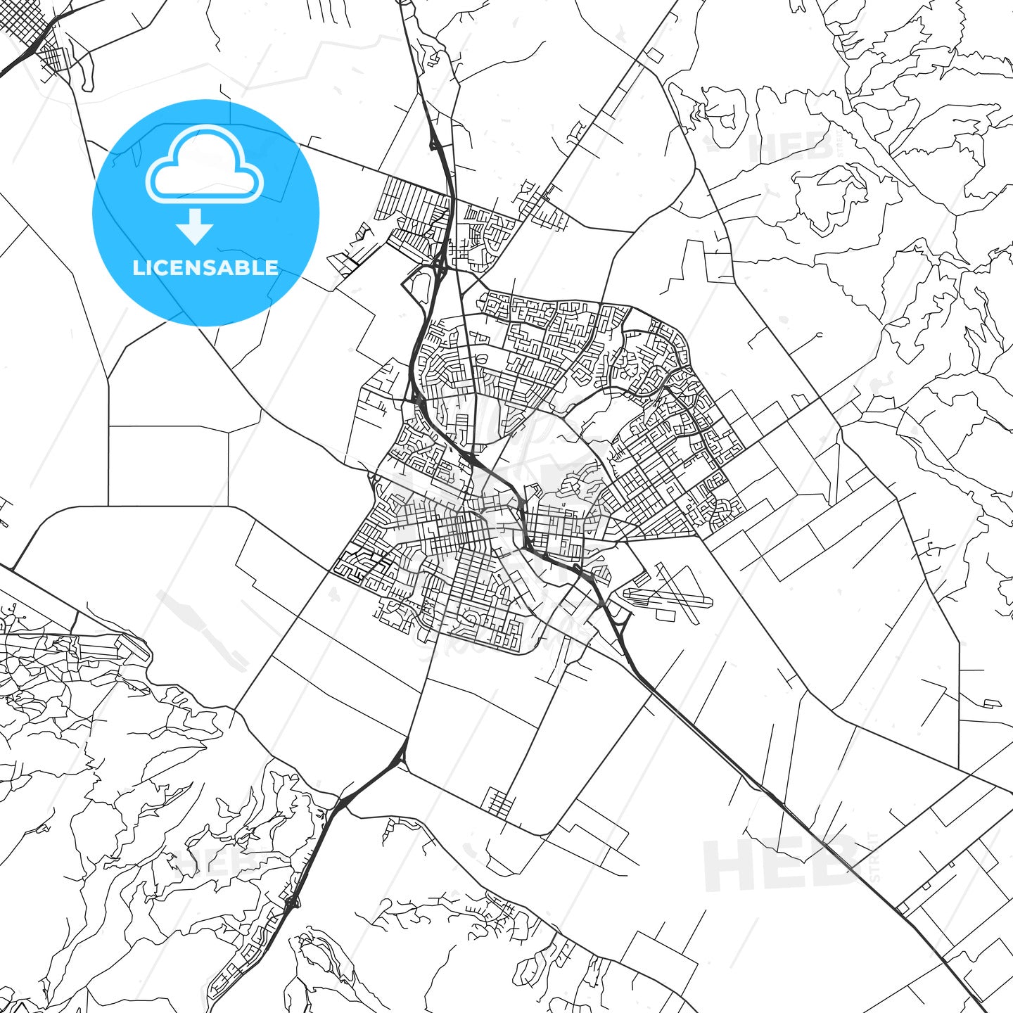 Salinas, California - Area Map - Light