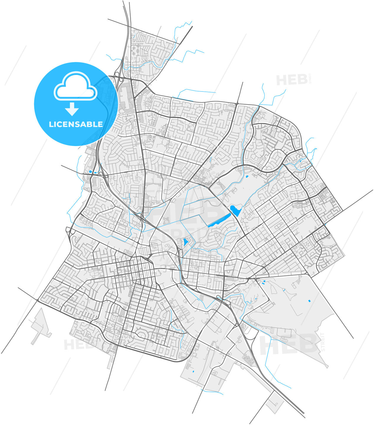 Salinas, California, United States, high quality vector map