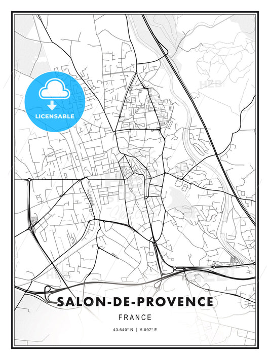Salon-de-Provence, France, Modern Print Template in Various Formats - HEBSTREITS Sketches