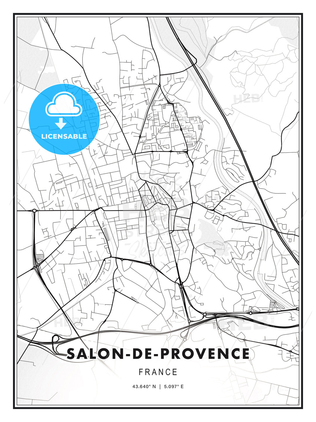 Salon-de-Provence, France, Modern Print Template in Various Formats - HEBSTREITS Sketches