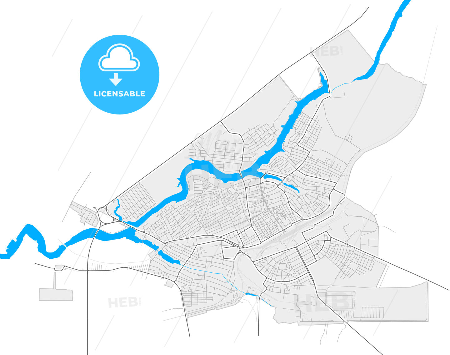 Salsk, Rostov Oblast, Russia, high quality vector map