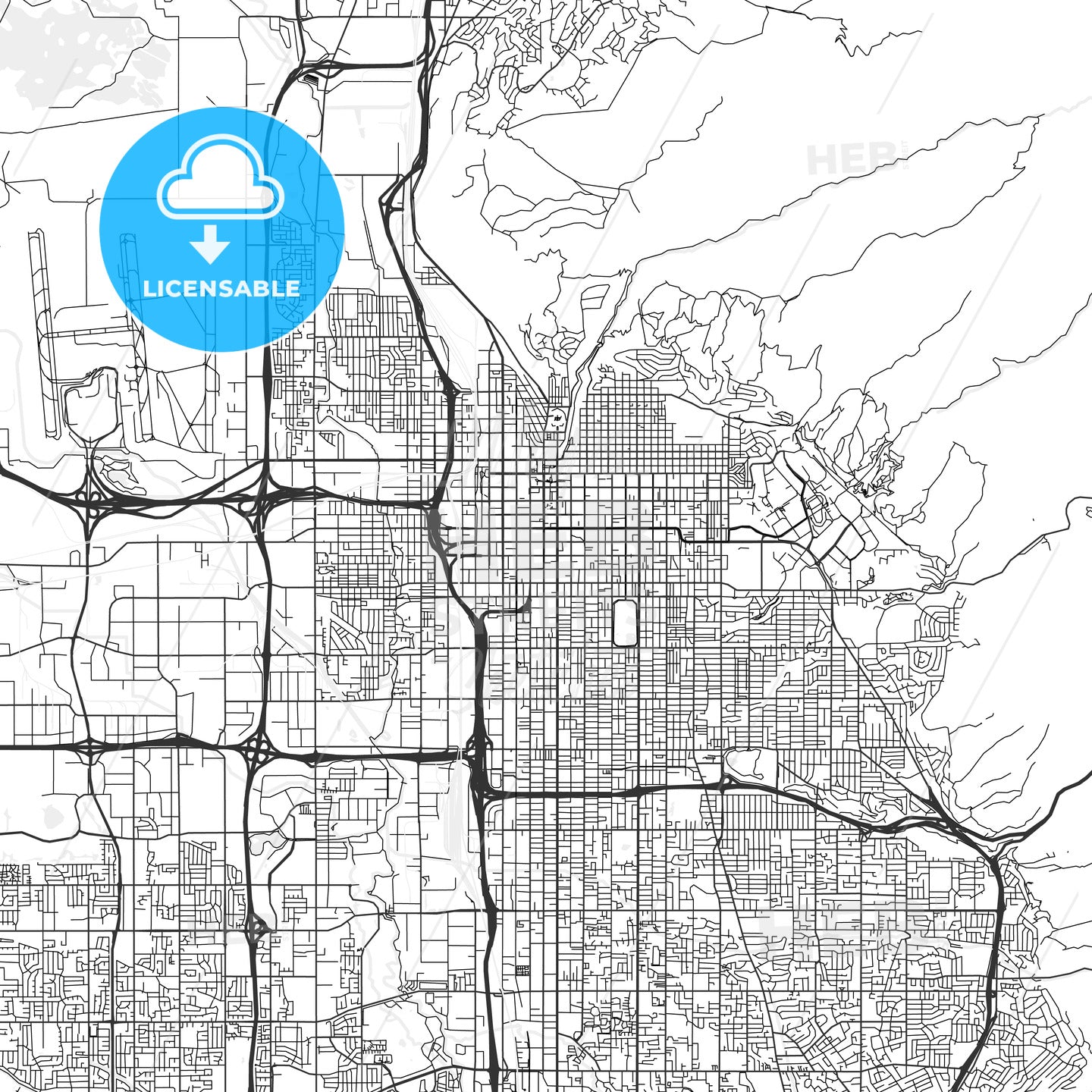 Salt Lake City, Utah - Area Map - Light
