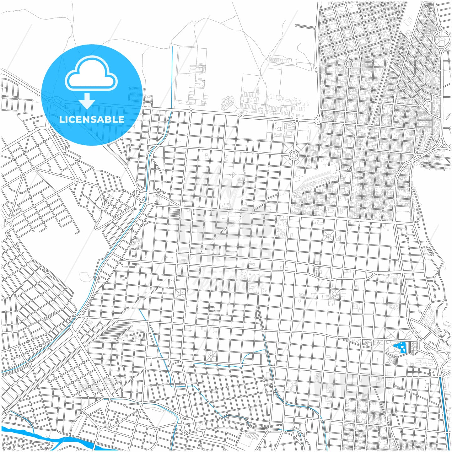 Salta, Argentina, city map with high quality roads.