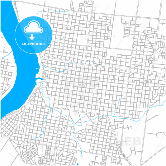 Salto, Uruguay, city map with high quality roads.