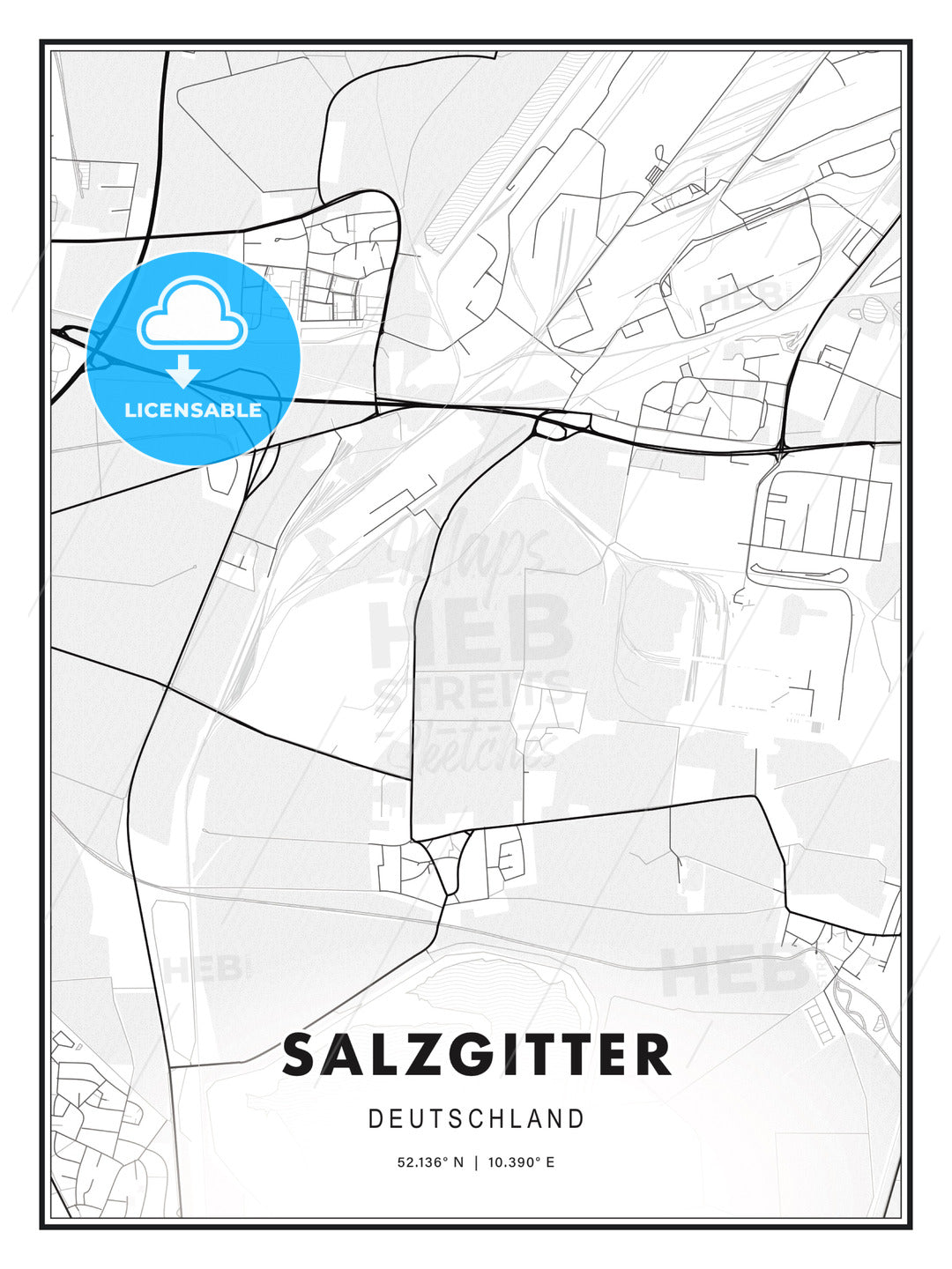 Salzgitter, Germany, Modern Print Template in Various Formats - HEBSTREITS Sketches
