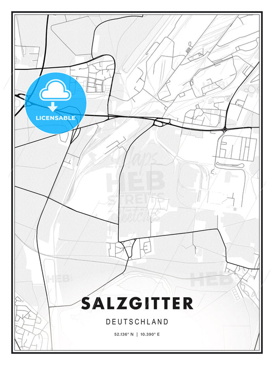 Salzgitter, Germany, Modern Print Template in Various Formats - HEBSTREITS Sketches