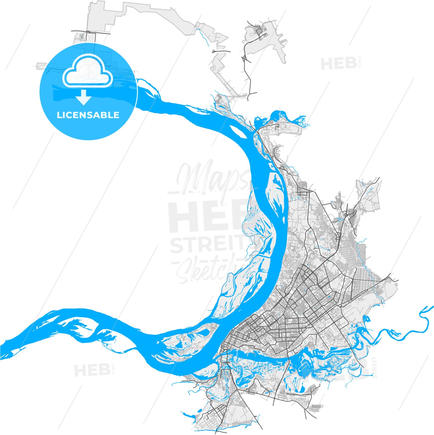 Samara, Samara Oblast, Russia, high quality vector map