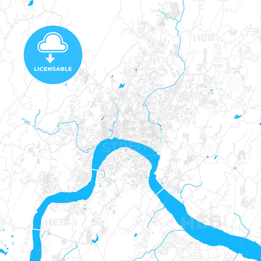 Samarinda, Indonesia PDF vector map with water in focus