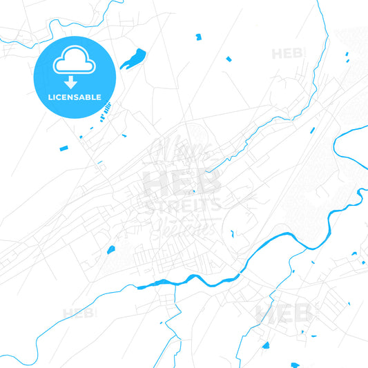 Sambir, Ukraine PDF vector map with water in focus