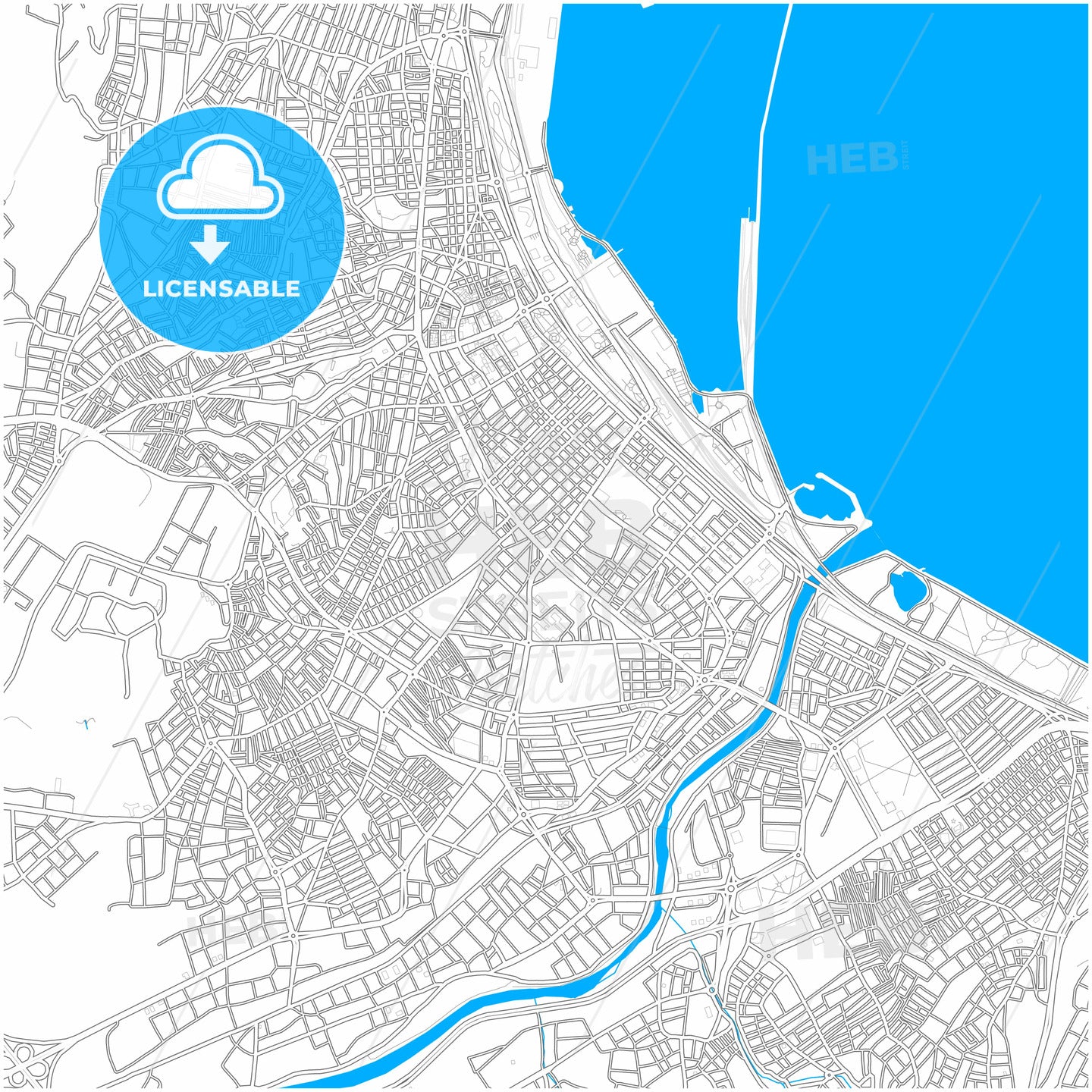 Samsun, Samsun, Turkey, city map with high quality roads.