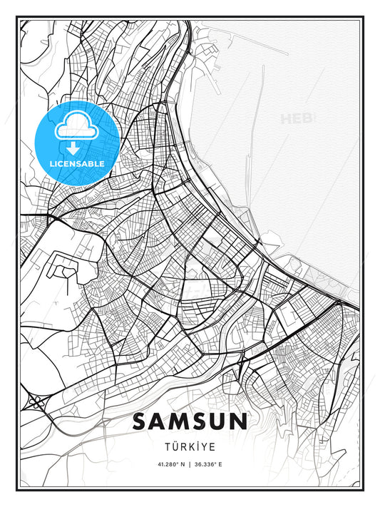 Samsun, Turkey, Modern Print Template in Various Formats - HEBSTREITS Sketches