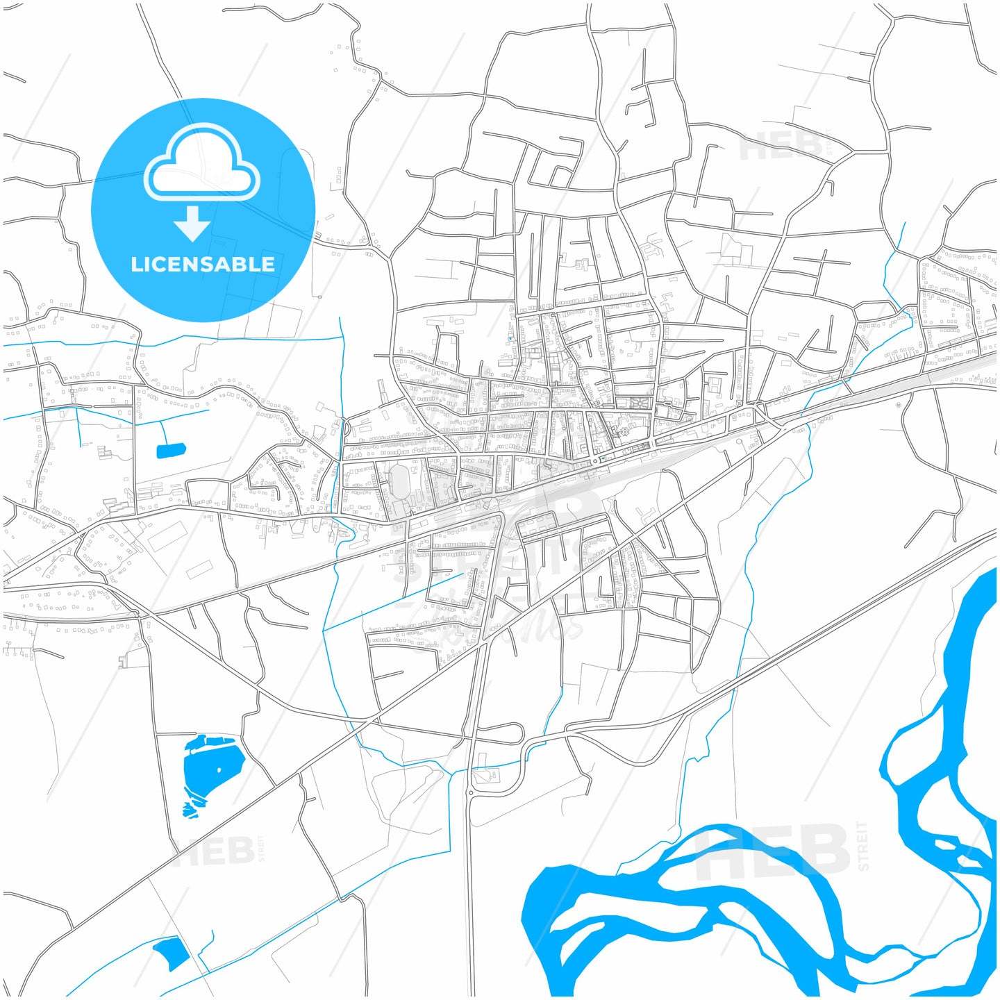 Samtredia, Imereti, Georgia, city map with high quality roads.