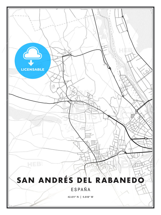 San Andrés del Rabanedo, Spain, Modern Print Template in Various Formats - HEBSTREITS Sketches