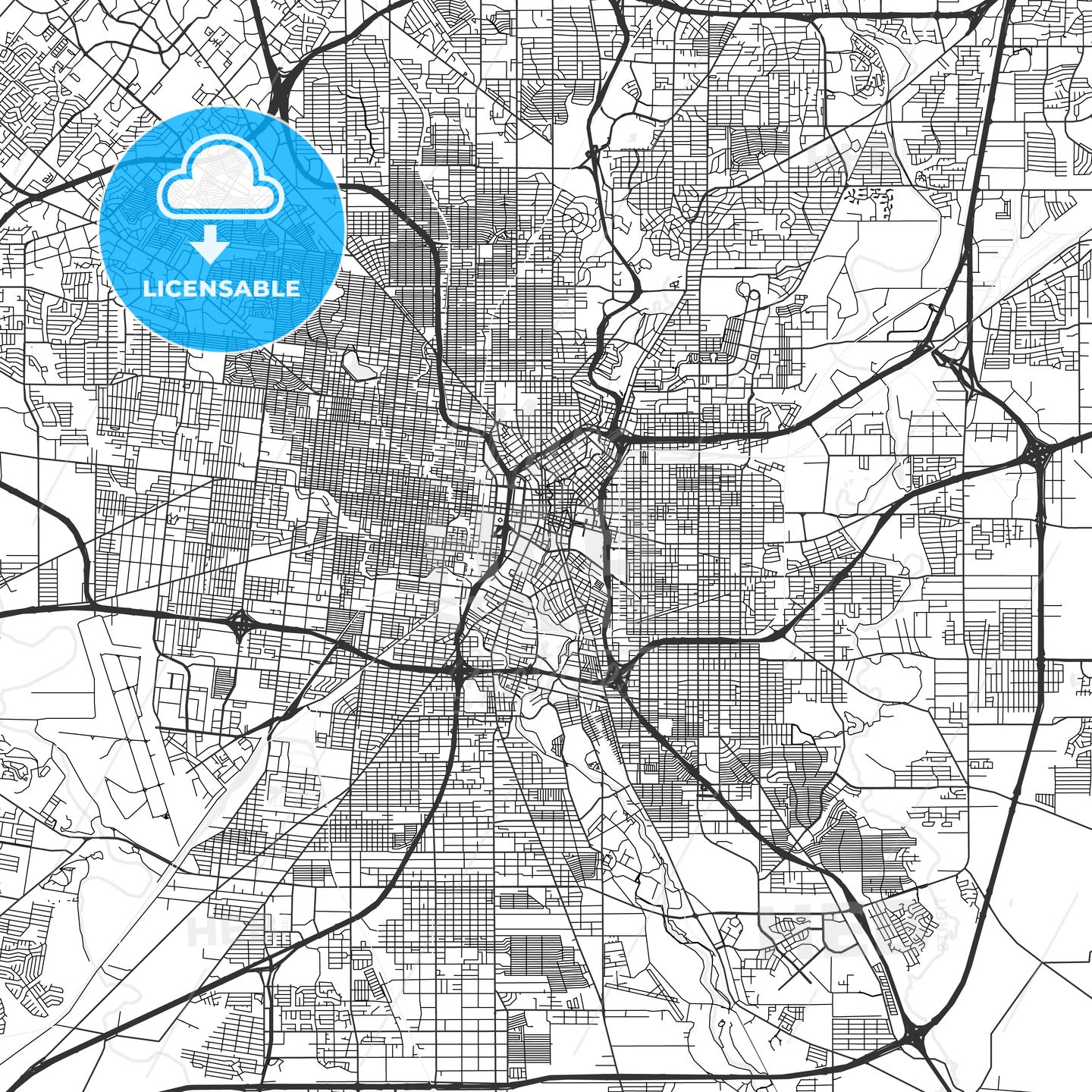 San Antonio, Texas - Area Map - Light