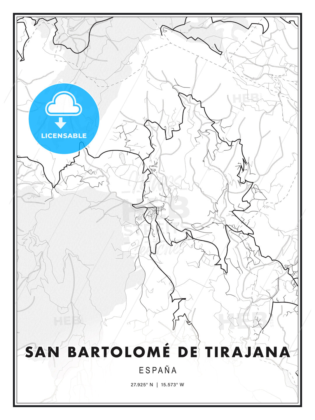 San Bartolomé de Tirajana, Spain, Modern Print Template in Various Formats - HEBSTREITS Sketches