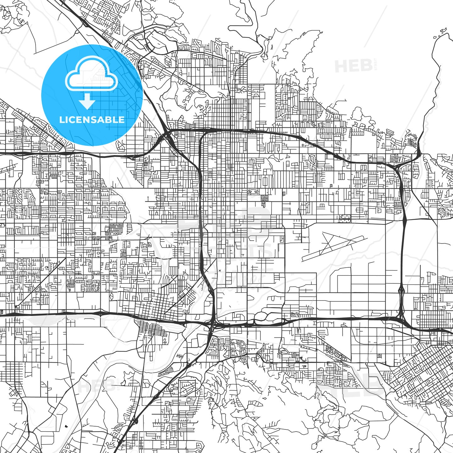 San Bernardino, California - Area Map - Light