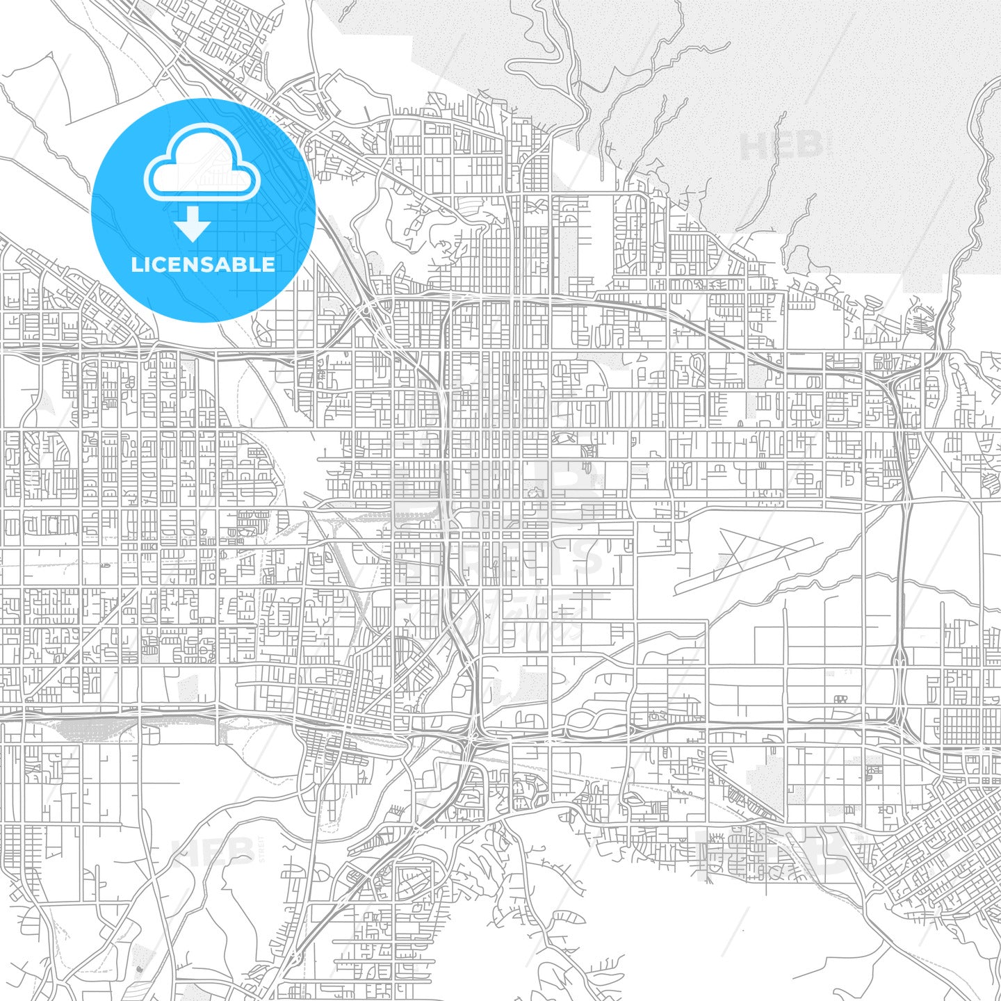 San Bernardino, California, USA, bright outlined vector map