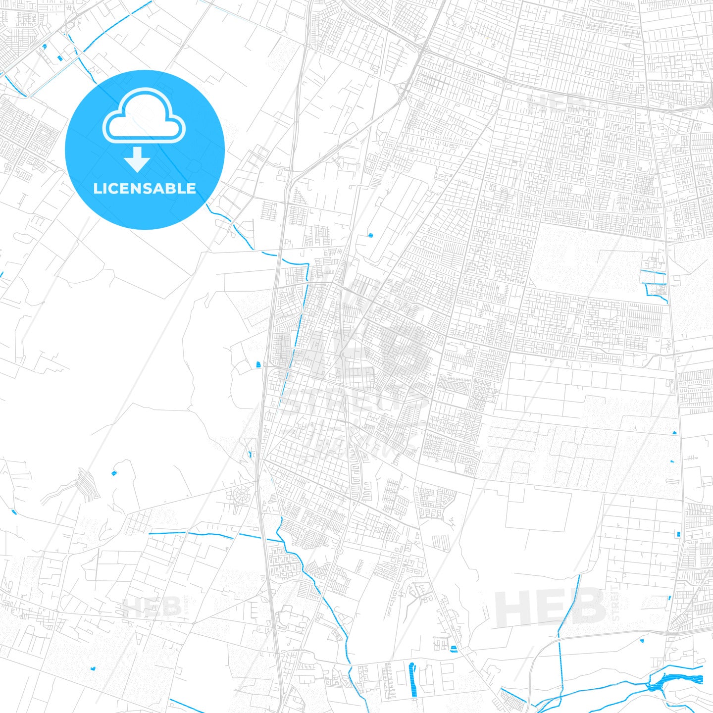 San Bernardo, Chile PDF vector map with water in focus