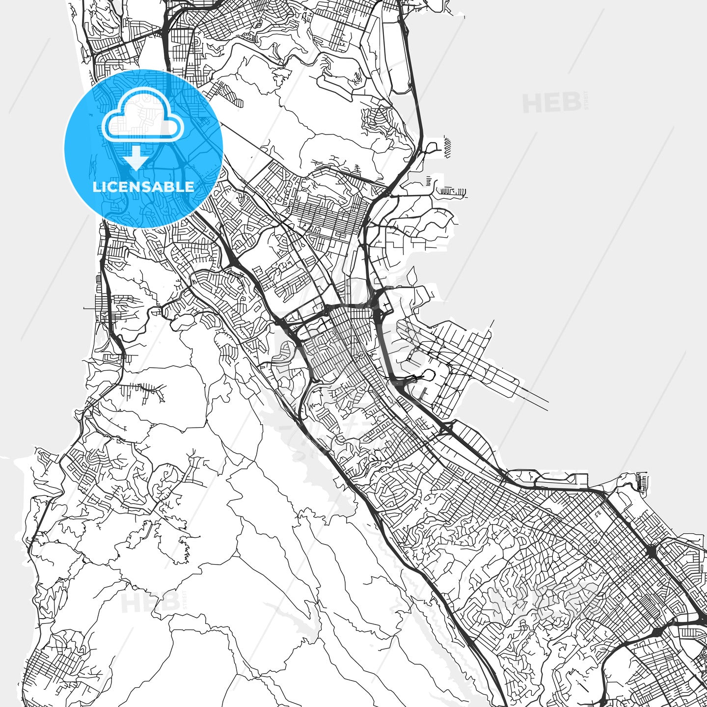 San Bruno, California - Area Map - Light