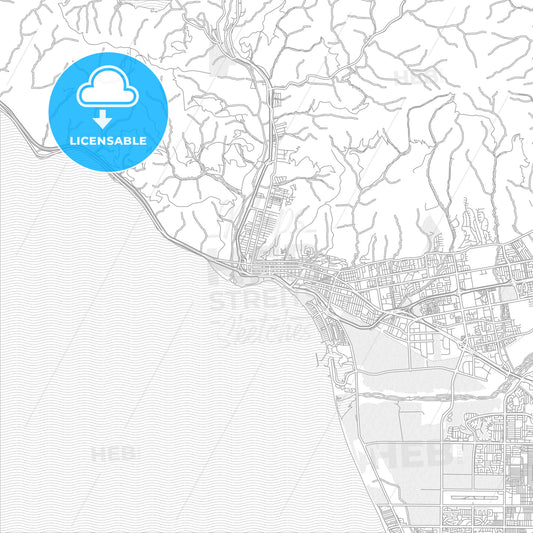San Buenaventura, California, USA, bright outlined vector map