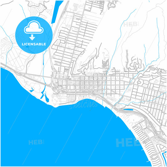 San Buenaventura, California, United States, city map with high quality roads.