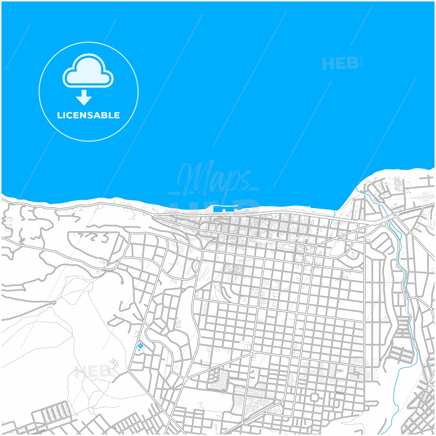 San Carlos de Bariloche, Argentina, city map with high quality roads.