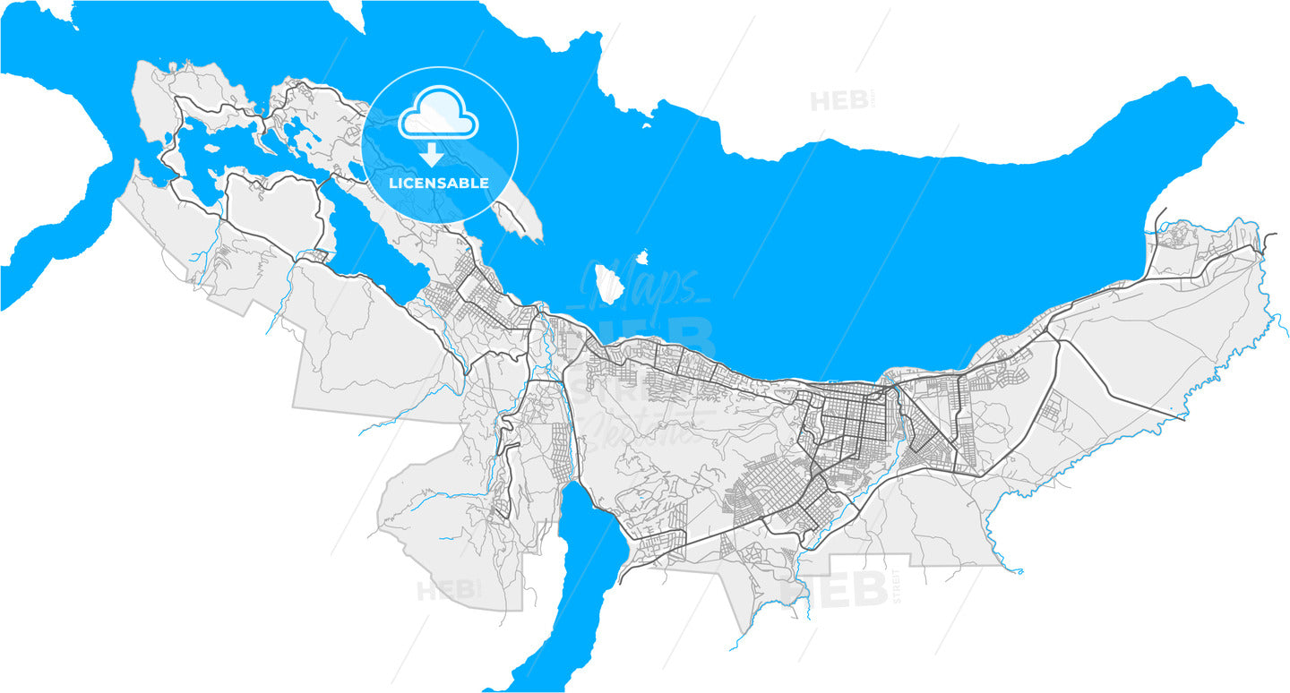 San Carlos de Bariloche, Argentina, high quality vector map