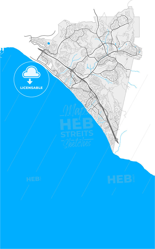 San Clemente, California, United States, high quality vector map