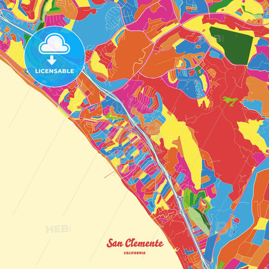San Clemente, United States Crazy Colorful Street Map Poster Template - HEBSTREITS Sketches