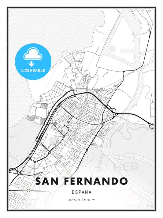 San Fernando, Spain, Modern Print Template in Various Formats - HEBSTREITS Sketches
