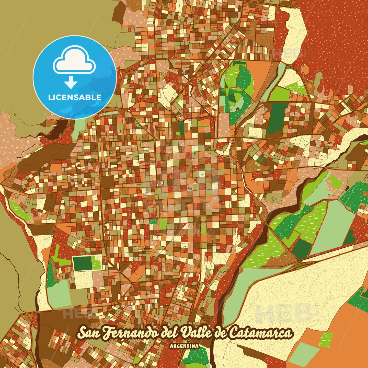 San Fernando del Valle de Catamarca Argentina Farmhouse Poster Art Print Template - HEBSTREITS Sketches