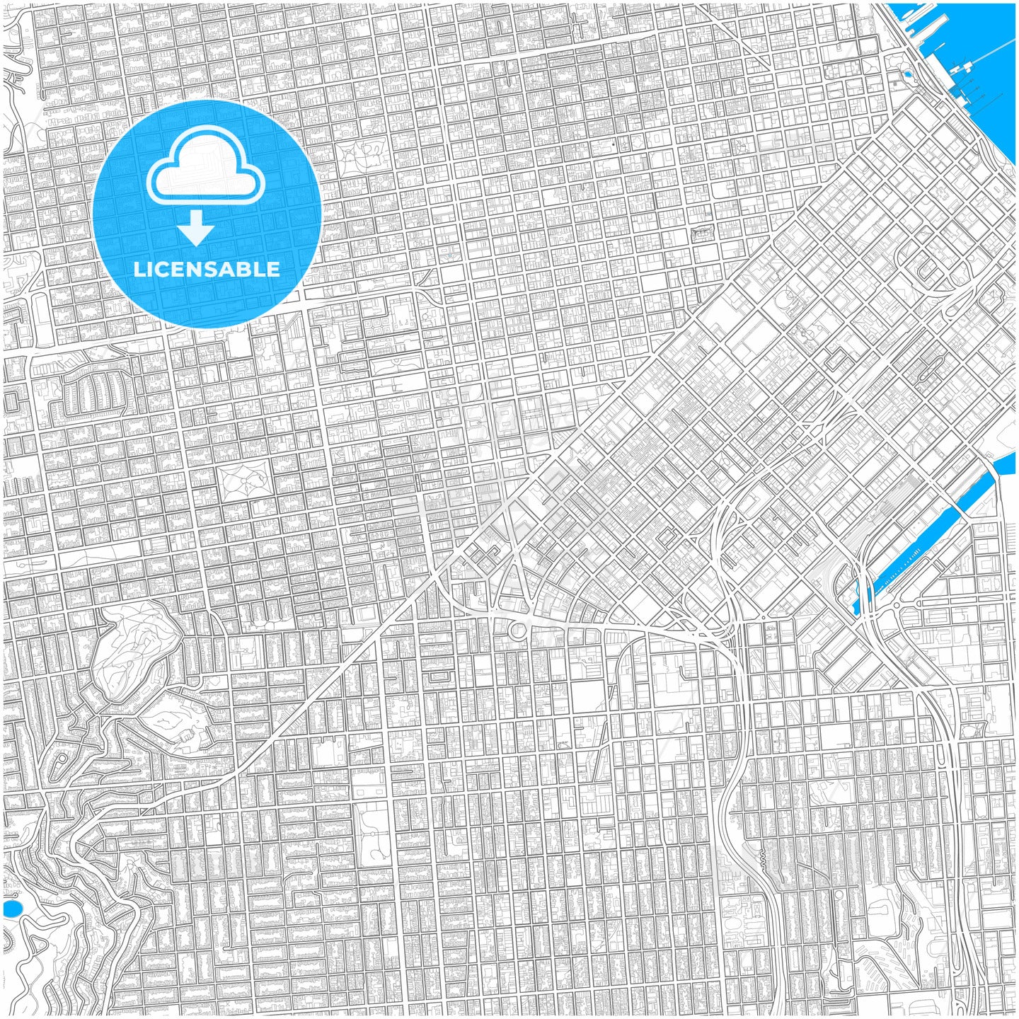 San Francisco, California, United States, city map with high quality roads.