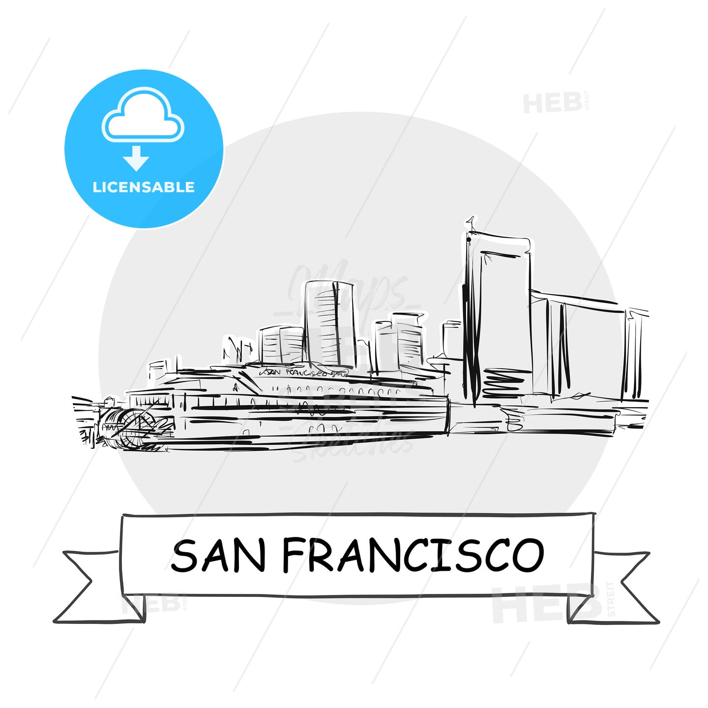 San Francisco Cityscape Vector Sign – instant download